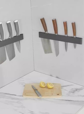 新品 枪灰色304不锈钢刀架置物架免打孔菜刀具收纳厨房单独放刀壁