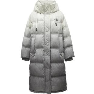 ONLY冬季90白鸭绒摩登复古重磅保暖渐变长款连帽羽绒服女