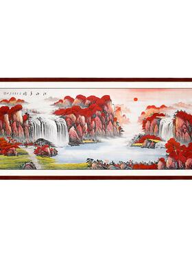 高级感轻奢纯手绘山水画国画