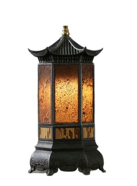 梅妃竹老锡岩石台灯烛台氛围摆件