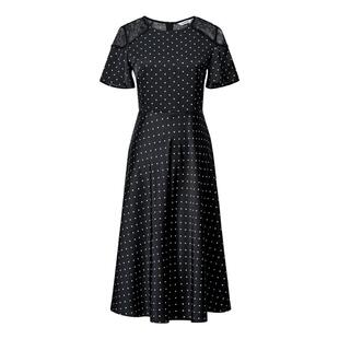 颜域波点短袖连衣裙女2026夏季新款法式复古收腰显瘦港风中长裙子