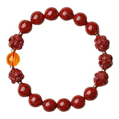 原矿晶体朱砂本命佛三合六合手串