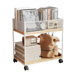 书箱桌下书本收纳箱书包滑轮学生教室用可移动桌边放书收纳盒书架