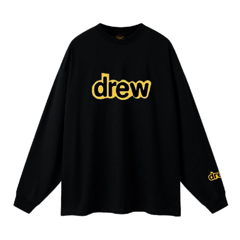 drew笑脸经典字母美式高街百搭纯棉长袖T恤宽松男女学生秋冬卫衣