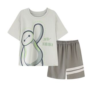 男童睡衣2026新款夏季纯棉薄款短裤短袖儿童男孩卡通图案家居服男