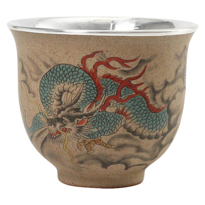 十二生肖手绘包银品茗杯陶瓷中式