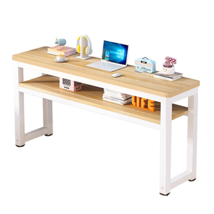 双层学习桌简约现代长方形电脑桌家用书桌靠墙小桌子简易长条桌子