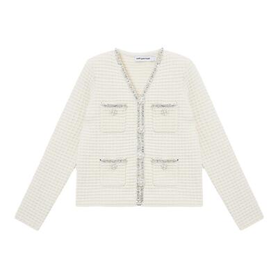 self-portrait长袖针织V领上衣