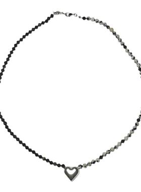wk黑玛瑙小众爱心项链