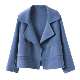 断码清仓羊绒大衣女短款宽松小个子西装双面羊毛呢子大码高端休闲