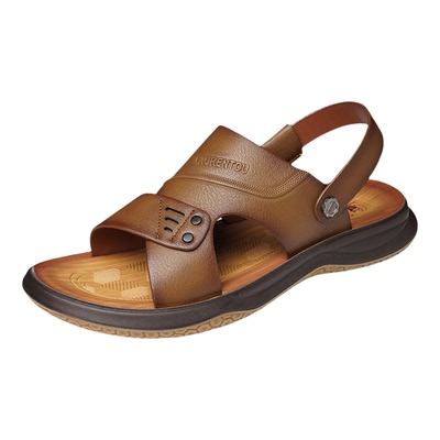 老人头男士真皮透气防滑沙滩鞋