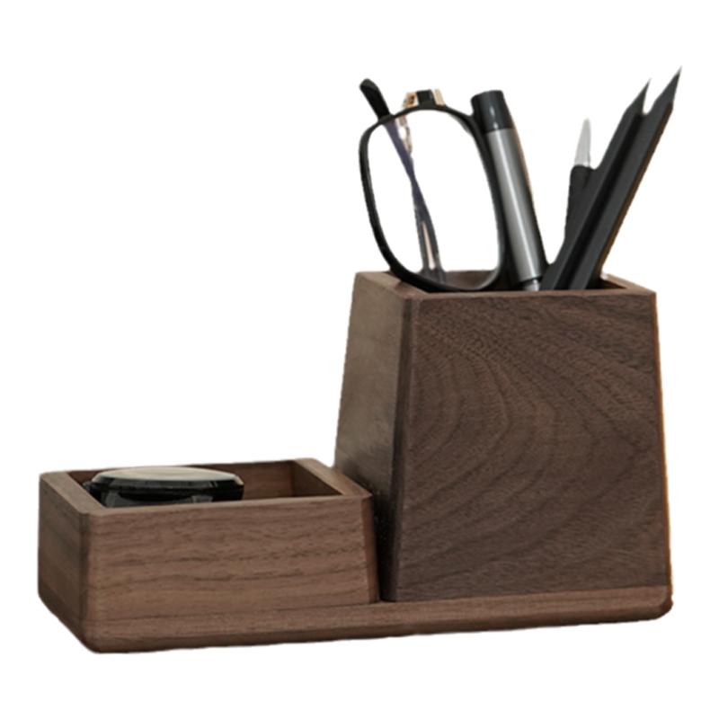 办公室笔筒桌面轻奢收纳盒子高颜值领导高档摆件高级化妆刷桶学生