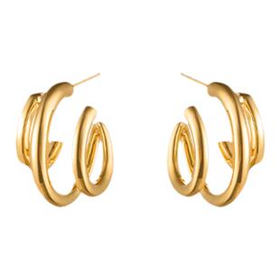 EVESENSE法式高级感错落圆圈金属耳环欧美金色简约冷淡风银针耳饰