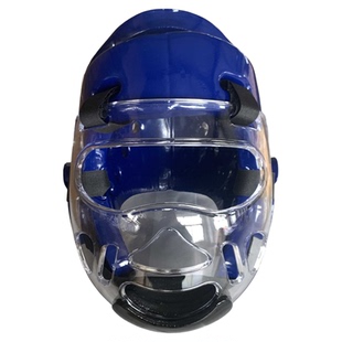 跆拳道护具头盔面罩 跆拳道实战护头护面全面防护帽子 高清面罩