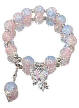 冷淡风琉璃串珠手链森系蝴蝶手串