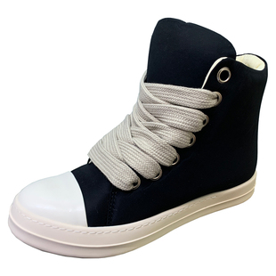 ro胖丁面包鞋男粗鞋带帆布鞋海绵厚底短靴运动休闲鞋暗黑高帮板鞋