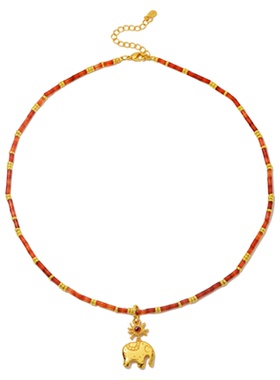 樱花粉小吉象链女款春夏新款项链