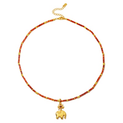 樱花粉小吉象链女款春夏新款项链