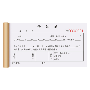 借条有法律效应的二联借钱赊账欠条收据凭证2联农民工工资借款协议催款还款票据本账条赊账借条本定制借款单