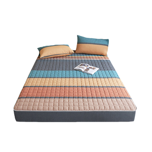 A类条纹夹棉床笠单件纯棉全棉100加厚床罩床垫保护罩三件套可定制