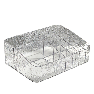 冰川桌面收纳盒化妆品零食透明筐学生用宿舍整理杂物置物收纳架K