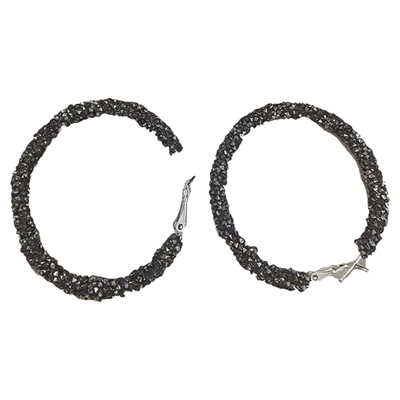 超闪柏林灰碎钻大圆圈耳环女2025新款爆款时尚小众高级感耳钉耳饰