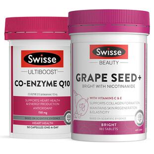 Swisse斯维诗辅酶q10软胶囊50粒+葡萄籽烟酰胺180片官方进口原装