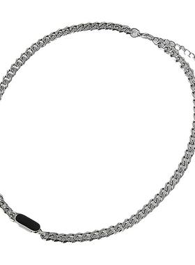 钛钢古巴链男女项链黑色底油