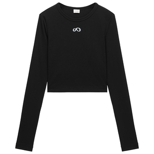 OCHIRLY欧时力  印花长袖T恤女上衣圆领修身休闲简约春款