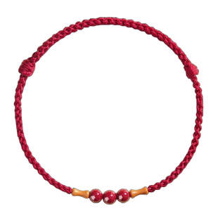 红绳手链女款朱砂竹节桃木手串上岸脚链转运珠编织手绳马年本命年