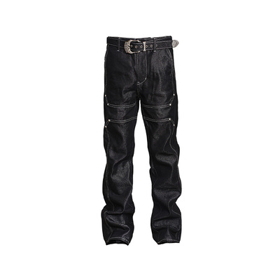 日产黑金丝光牛仔裤配腰带