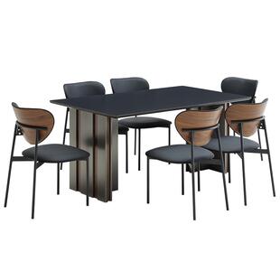 全友家居意式极简岩板餐桌客厅家用轻奢高级感长方形饭桌椅组合