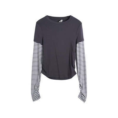 CAYLA春夏假两件拼接条纹长袖T恤