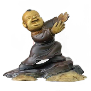 福娃童子石头奇石底座摆件托架树脂摆放托盘艺术创意通用仿实木