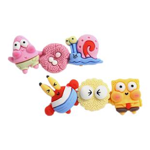 卡通树脂发夹鸭嘴夹刘海侧边夹Q版海绵宝宝派大星蟹老板小蜗可爱