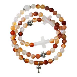 十尚美地福美 原创玛瑙女手链复古925银十字架手工彩色新中式手串