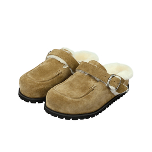 方枪枪同款|BREADTREE面包树 秋冬新款复古可调式两穿博肯毛毛拖