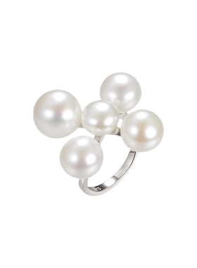 蕉菘OKTO【鎏金系列】925银珍珠花朵戒指原创设计高级感食指戒女