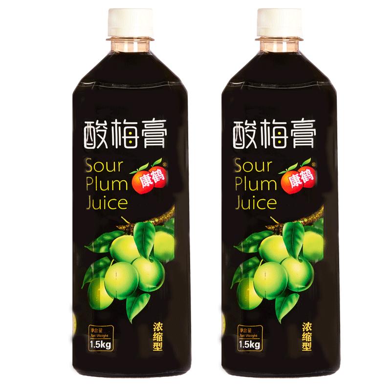 康鶴酸梅膏濃縮1:9兌水烏梅汁山楂汁酸梅湯濃縮飲料1500gX2瓶