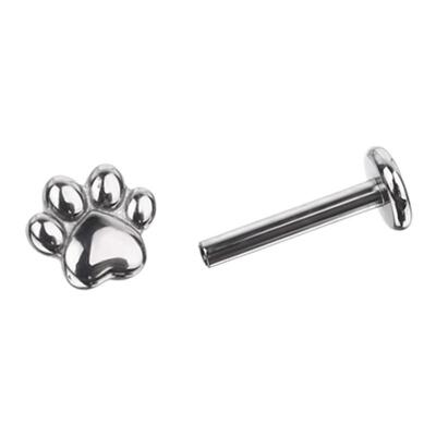 Shinma赛博朋克猫爪熊掌狗狗爪唇钉耳钉 钛钢土酷穿刺内螺纹穿刺