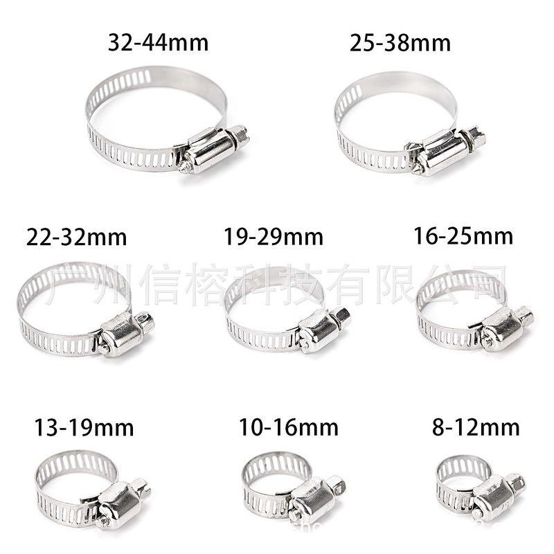 跨境电商80PCS卡箍套装304喉卡扣带宽不锈钢8mm美式水管夹箍