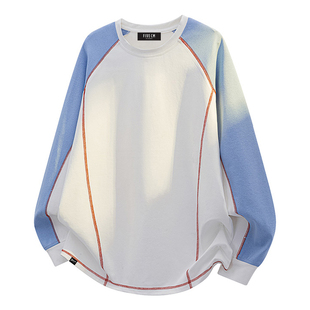 it :5cm/FIVECM条纹撞色插肩袖长袖T恤男女春秋新款圆领休闲上衣