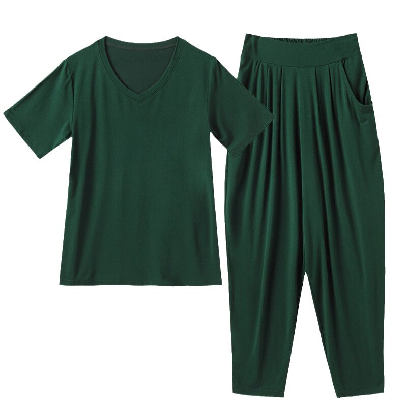 广场舞服白色短袖舞蹈服萝卜裤