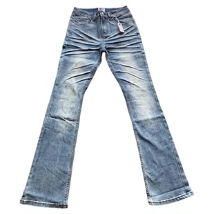 纪璇Cleanfit517蓝牛立体猫须3.0牛仔裤水洗微喇修身显瘦长裤子男