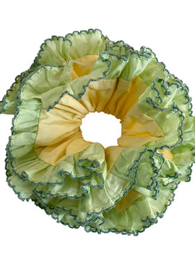 蜜瓜青提~森系黄色大肠发圈