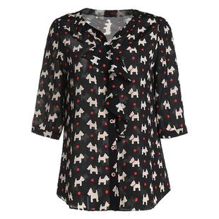 乔万尼商场夏装宽松时尚气质印花桑蚕丝衬衫真丝重工双绉上衣女士