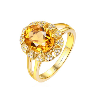 奢华方形切割黄钻时尚气质钻戒黄水晶宝石戒指女个性夸张宴会舞台