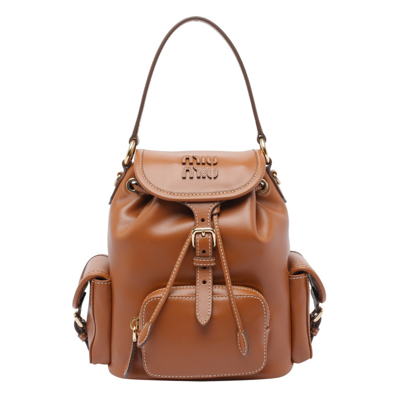 MIU MIU 缪缪 女士迷你棕色真皮双肩包 26早秋新款意大利代购正品