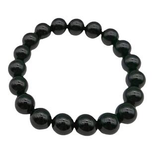 天然黑曜石圆珠手链纯黑黑曜石佛珠手串时尚百搭男女情侣