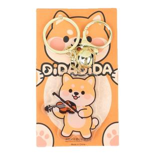 柴犬音乐钥匙扣亚克力书包挂饰学生钢琴提琴古筝琵琶乐器挂件礼物